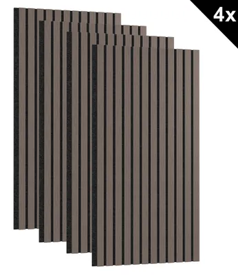 Produktbild von ACXIN Wand Akustik MDF 4er Set 120x60cm 2,88m² Akustikpaneele Schallschutzplatten Schallabsorber Wandverkleidung Wohnzimmer Büro Heimkino Walnuss Braun