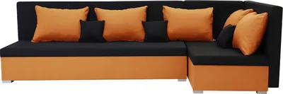 Produktbild von Ecksofa mit Schlaffunktion ARKO - Schwarz/orange