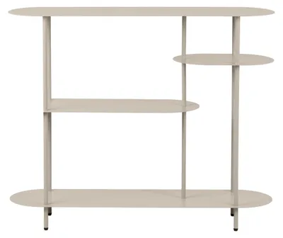 Zdjęcie produktu dla Regał Rieti z 4 asymetrycznymi owalnymi półkami z piaskowego metalu 118×31×97 cm