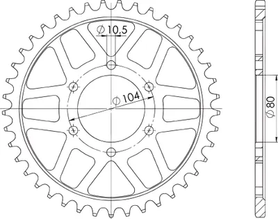 Productafbeelding van Staal tandwiel Supersprox 630 - 32 tanden (zwart) RFE-501:32-BLK | Binnendiameter 80,0 mm, buitenste diameter 104,0 mm, 6 gaten
