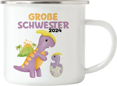 Produktbild von Große Schwester 2024 Emaille Tasse Baby Geburt Geschwister Familie Liebe Geborgenheit Kleinkind Geborgenheit
