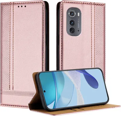 Produktbild von Handyhülle für Motorola Edge (2022) Leder Flip Klappbare Schutzhülle mit Standfunktion Pink
