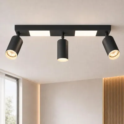 Zdjęcie produktu dla ZMH lampa sufitowa Led spot sufitowy 3 płomienie GU10 - lampa do sypialni 3000k czarna lampa kuchenna 20W reflektor sufitowy obrotowa lampa do przedpokoju metalowa
