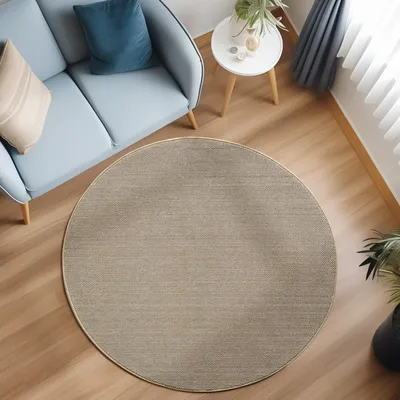 Produktbild von Ayyildiz Moderne Designer-Teppiche Beige 120 cm rund Moderner Schlingenteppich in Naturbeige, minimalistischer Webstil für Wohnzimmer, Schlafzimmer und Eingangsbereich
