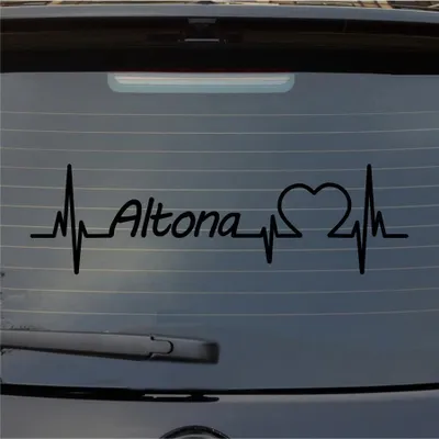 Produktbild von Heckscheibenaufkleber Altona Herzschlag Puls Stadt Liebe 55x16 cm Schwarz Matt Auto Aufkleber Sticker