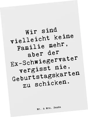 Produktbild von Mr. & Mrs. Panda Postkarte Spruch Ex-Schwiegervater Grüße - Weiß - Geschenk, Postkarten, Trennung, Ansichtskarten, bildkarte, Familienbeziehung, herzerwärmende Sprüche