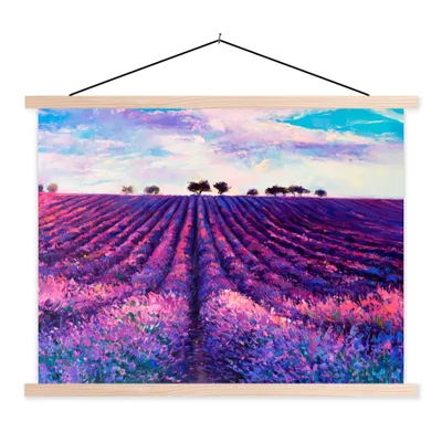 Produktbild von MuchoWow® Textilposter Ölfarbe - Malerei - Blumen 120x90 cm mit holzfarbenen Rahmen - Magnetisch