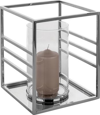 Fink Windlicht, Windlicht mit Glas Malibu silberfarben Edelstahl , Glas Höhe 30 cm