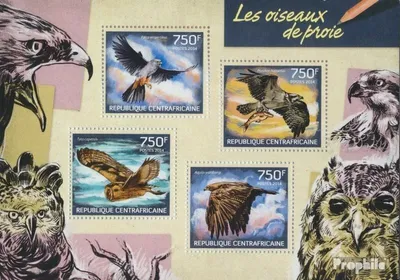 Produktbild von Briefmarken Zentralafrikanische Republik 2014 Mi 4650-4653 Kleinbogen (kompl. Ausgabe) postfrisch Raubvögel