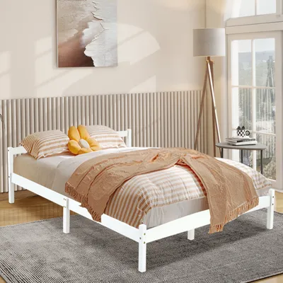 Produktbild von H.J WeDoo Holzbett 140x190, Doppelbett mit Lattenrost, Weiß, Kiefer Massivholz