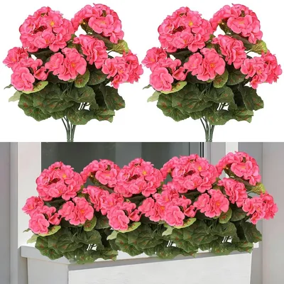 Immagine prodotto di Gerani artificiali, confezione da 2 pezzi, per uso esterno, decorazione