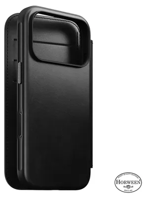 Produktbild von Handyhülle mit Klappe für iPhone 18 Pro / 17 Pro, Nomad Modern Leather Folio Horween Series mit MagSafe, Schwarz