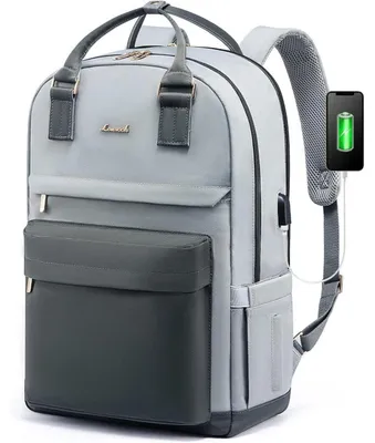Produktbild von Schulrucksack Mädchen Teenager Wasserdicht mit Laptopfach 17,3 Zoll Grau Blau
