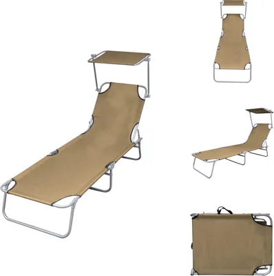 Produktbild von vidaXL Klappliege mit Sonnenschutz Stahl Taupe - Sonnenliegen