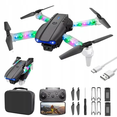 Produktbild von Kinderdrohne mit 2 Kameras, LED, Wifi und Faltbar, 16-20 Min Flugzeit + 2 Akkus