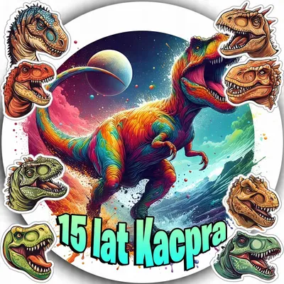 Produktbild von Opłatek Na Tort 20Cm - Dinozaur Dino Dekoracja Urodzinowa + Imię 15Cm 18Cm