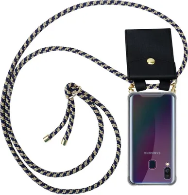 Produktbild von Cadorabo Hülle für Samsung Galaxy A40 Schutzhülle in Blau Handy Kette Silikon Kordel abnehmbares Etui