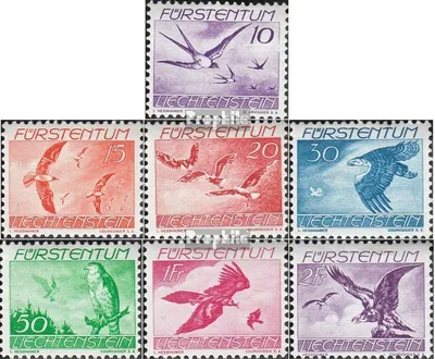 Produktbild von Briefmarken Liechtenstein 1939 Mi 173-179 (kompl.Ausg.) postfrisch Vögel