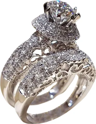 Produktbild von Paar Paarringe, glänzender Zirkonia-Schmuck, galvanisiert, exquisite Ringe für Hochzeit-Silber,US 11