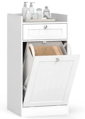 Image de Armoire de rangement pour linge sale, à bascule, avec étagère, pour salle de bain