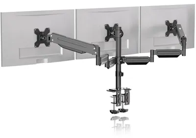 Obrázek produktu pro Držák monitoru Držák pro monitor na stůl - Pro 3 monitory 17–27 palců - Plynová pružina - Max. 6 kg na monitor - VESA 75 x 75 a 100 x 100