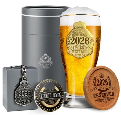 Bierglas Pensionierung 2026 – lustiges Geschenk für Männer & Frauen