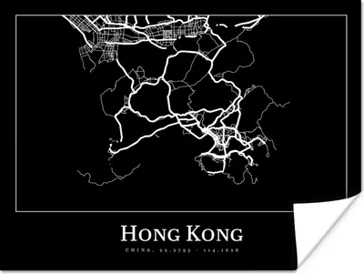 Produktbild von MuchoWow® Poster Hongkong - Karte - Stadtplan - Routenbeschreibung 120x90 cm - Wandbild