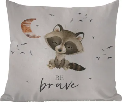Produktbild von MuchoWow® Outdoor Kissen - Aquarell - Sei mutig - Zitate - Kinder - Jungen - Mädchen - 40x40 cm - Wetterfest - Lounge Kissen - Kopfkissen - Interieur - Polster mit Bild