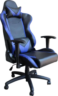 Immagine prodotto di Milani Home - poltrona gaming ergonomica con braccioli, poggiatesta e supporto lombare, girevole regolabile, blu, in poliuretano