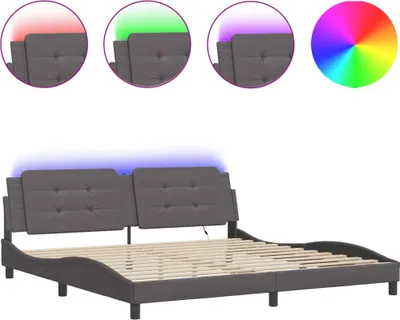 Obrázok produktu pre vidaXL Rám postele s LED bez matraca "Zadar" sivý 200x200 cm