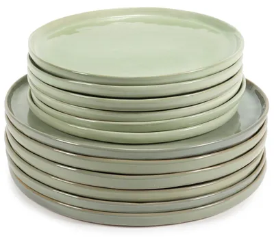 12-tlg. Tafelservice Aquagreen Pure, 6 Teller M + 6 Teller L, Keramik