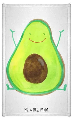 Produktbild von Mr. & Mrs. Panda Frotteetuch Avocado Glücklich - Weiß - Geschenk, gäste wc handtuch, Freude, Gäste-WC, Baumwollhandtuch, Gästetuch, Chaos, Frucht