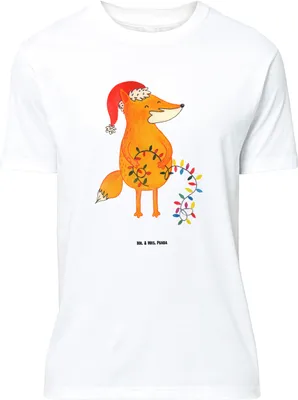 Produktbild von Mr. & Mrs. Panda Größe XL T-Shirt Fuchs Weihnachten - Weiß - Geschenk, Winter, Weihnachtszeit, Shirt, Tshirt, Nikolaus, mit Spruch, Heiligabend