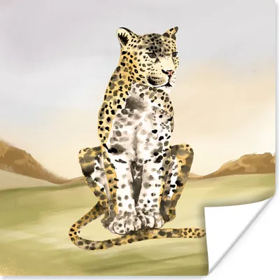 Produktbild von MuchoWow® Poster Leopard - Dschungel - Gras 100x100 cm - Babyzimmer