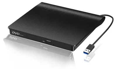 Productafbeelding van Externe CD/DVD-drive USB 3.0 met ingebouwde USB-kabel en hoge overdrachtssnelheid
