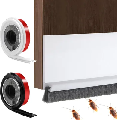 Imagen del producto de Cepillos autoadhesivos para sellado de puertas, 100 x 5,2 cm, 2 unidades, burletes para puertas, ideales para protección contra insectos