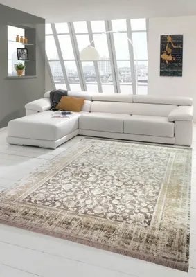 Produktbild von Orient Wollteppich mit floralem Design – Naturfasern in beige Größe - 160 x 230 cm