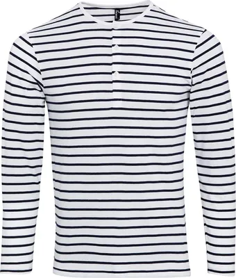 Obrázok produktu pre Pánske tričko Premier s okrúhlym výstrihom a dlhými rukávmi na vyhrnutie RW6235 (XL) (biela/navy blue)