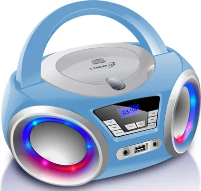 Obrázok produktu pre Cyberlux CD prehrávač s LED osvetlením | Prenosné stereo rádio | CD prehrávač | Detské rádio | Stereo rádio | Stereo systém | Modrá
