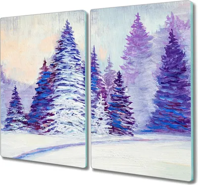 Produktbild von Coloray Schneidebrett Herdabdeckplatte 2x30x52 cm Kochplattenabdeckung Hackbrett Küchenbrett - Winter Schnee Wald