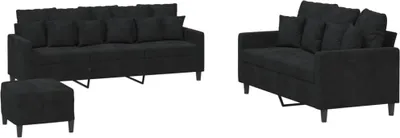 Produktbild von vidaXL 3-tlg. Sofagarnitur mit Kissen Schwarz Samt