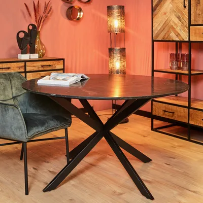 Produktbild von Esszimmertisch Lynn | Rund | Schwarzer Marmor | 150 cm