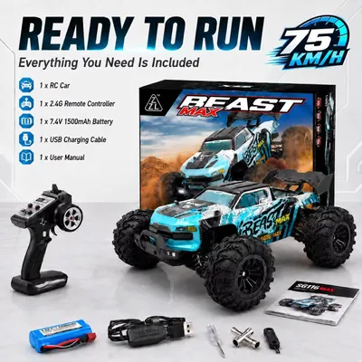 Obrázek produktu pro Dálkově ovládané auto - terénní monster truck - měřítko 1:16 - bezkartáčový motor - pohon všech kol - rychlost až 80 km/h - 1 baterie