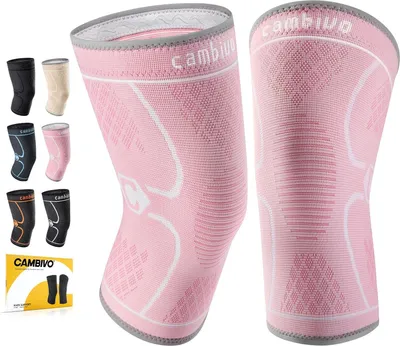 Immagine prodotto di CAMBIVO 2 Pezzi Ginocchiera Ortopedica di Compressione, Tutore Ginocchio Antiscivolo, Ginocchiere Palestra Elastica per Legamenti, Menisco, Sport, Corsa, Gym