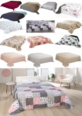 Produktbild von Tagesdecke Bettüberwurf Allzweckdecke ca. 220x240 cm Überwurf Patchwork Sofa XXL Design: LIVING Taupe
