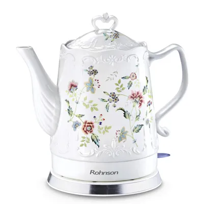 Produktbild von Rohnson R-7804 Schnurloser Wasserkocher, Keramikgehuse, 1,5 l F1/4llmenge, 1200 Watt, 360 Sockel, Trockengehschutz, Abschaltautomatik
