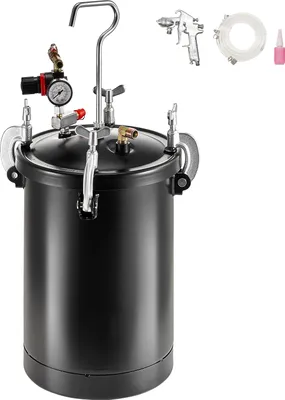 Zdjęcie produktu dla SucceBuy zbiornik ciśnieniowy na farbę w sprayu, zbiornik ciśnieniowy 15 l/3,75 galona, regulowane ciśnienie 60 psi, stalowy zbiornik ciśnieniowy na farbę z pistoletem natryskowym, węże, do użytku domowego i przemysłowego
