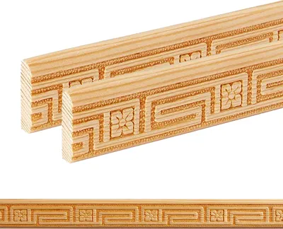 Produktbild von Holz Profilleiste in 22 x 6 x 1000 mm | 2er Set - 2 Meter | Prägeleiste aus Kiefernholz PK-764 mit 3D geometrischem Wellen-Motiv