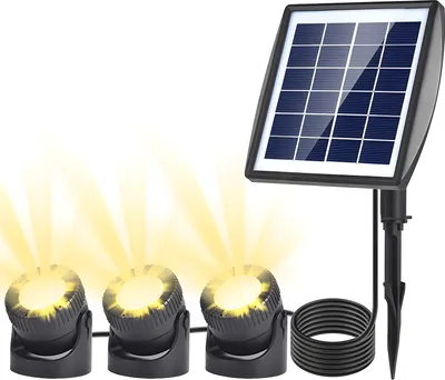 Zdjęcie produktu dla Reflektor solarny LED, wodoodporny, zasilany energią słoneczną, do stawu ogrodowego, ciepły biały, do trawnika, na podwórko, oświetlenie, do użytku na zewnątrz, bezpieczeństwo, lampa krajobrazowa