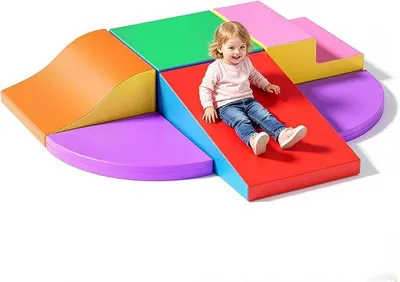 Produktbild von 6er Schaumstoffbausteine Kinder | EPE Softbausteine | Motorikspielzeug Krabbellandschaft | Kletterbausteine für Baby & Kleinkind| Wasserdicht & rutschfest(Farbe)